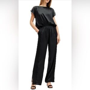 New ALL SAINTS Mari Silk blend lace black jumpsuit. Sz 0. RN 128793 Women’s
